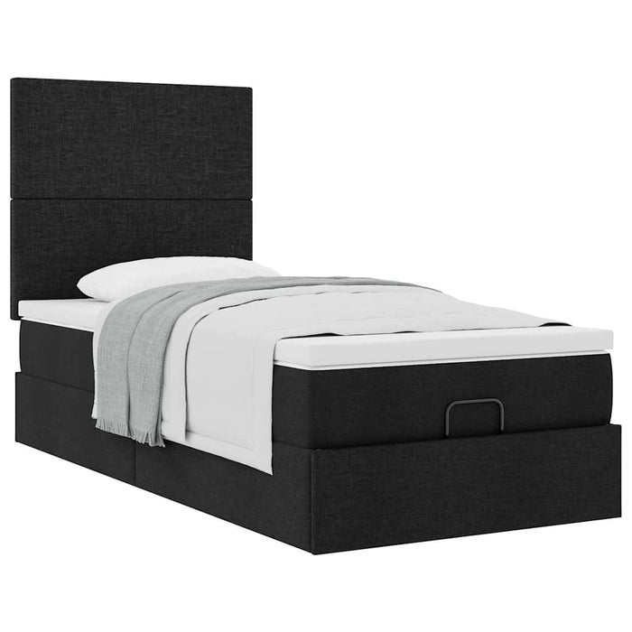 Cadru pat otoman cu saltea țesătură neagră 80x200 cm - WALTI WALTI