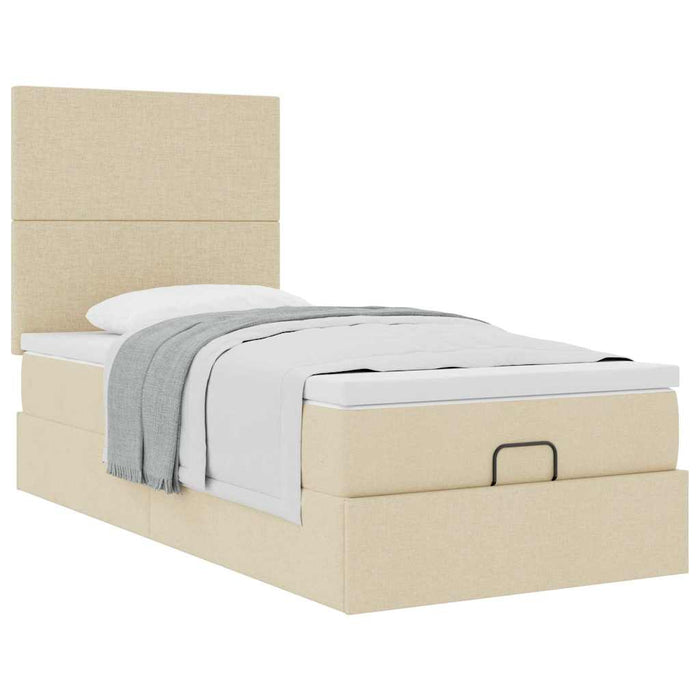 Cadru de pat otoman cu saltea crem 80x200cm stofa - WALTI WALTI