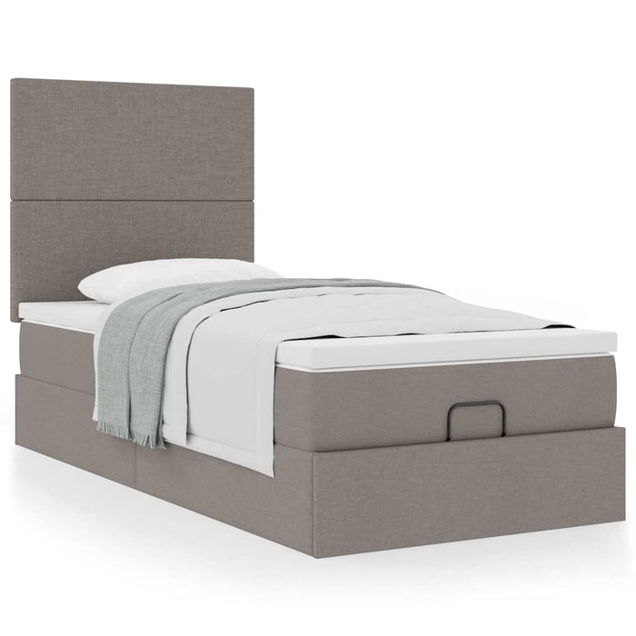 Pat otoman cu saltea Taupe 100x200 cm Stofa WALTI