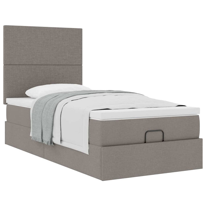 Pat otoman cu saltea Taupe 100x200 cm Stofa WALTI