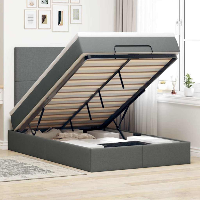 Cadru pat otoman cu saltea țesătură gri închis 120x190 cm - WALTI WALTI