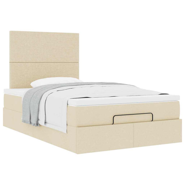 Cadru de pat otoman cu saltea crem 120x190cm stofa - WALTI WALTI