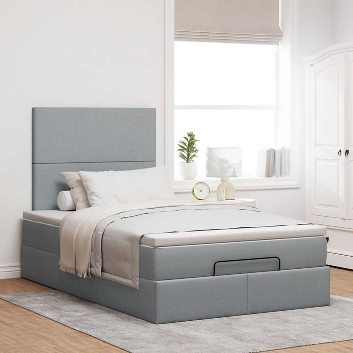 Cadru de pat otoman cu saltea țesătură gri deschis 120x200cm - WALTI WALTI