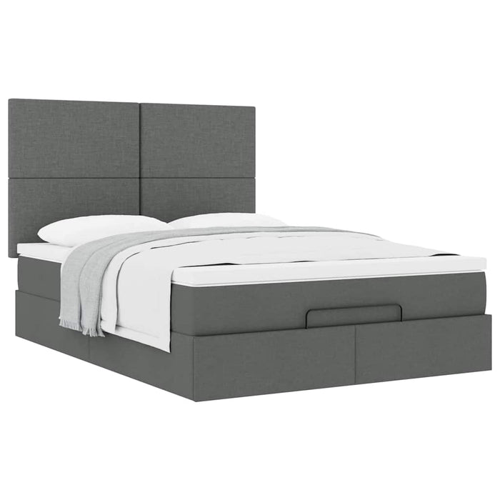 Cadru pat otoman cu saltea țesătură gri închis 140x190cm - WALTI WALTI