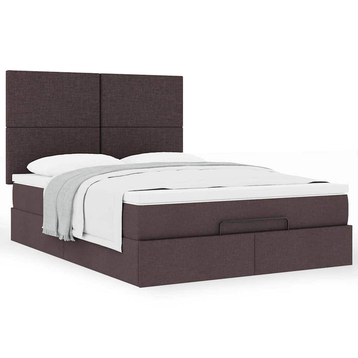 Cadru de pat otoman cu saltea țesătură maro închis 140x190cm - WALTI WALTI