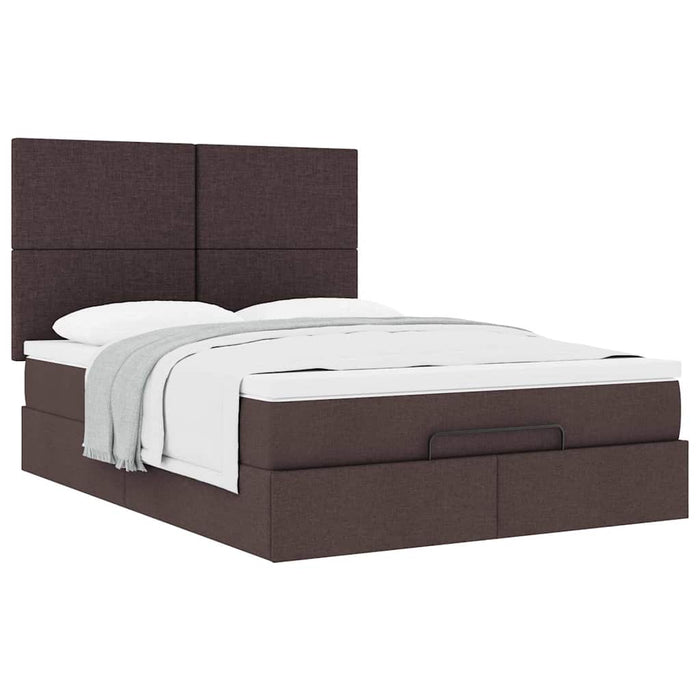 Cadru de pat otoman cu saltea țesătură maro închis 140x190cm - WALTI WALTI