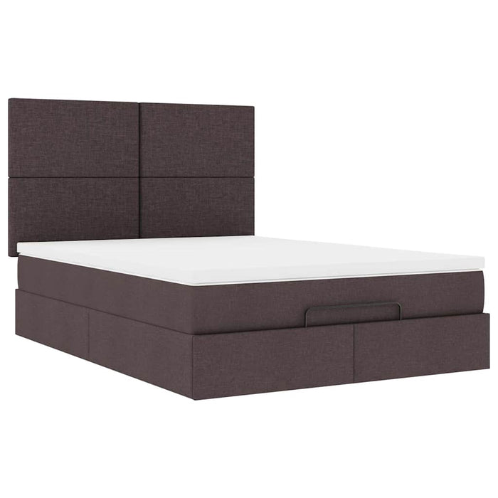 Cadru de pat otoman cu saltea țesătură maro închis 140x190cm - WALTI WALTI