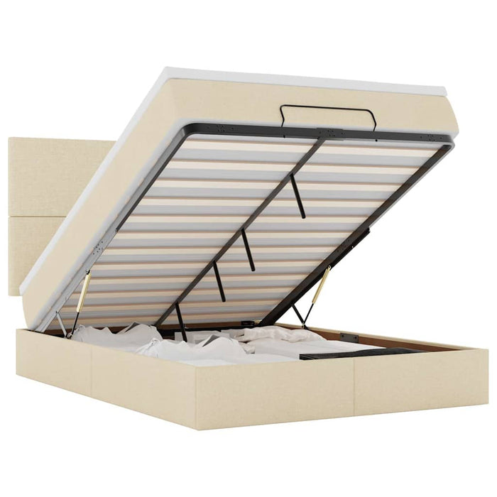 Cadru de pat otoman cu saltea crem 140x190cm stofa - WALTI WALTI
