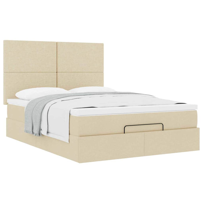 Cadru de pat otoman cu saltea crem 140x190cm stofa - WALTI WALTI