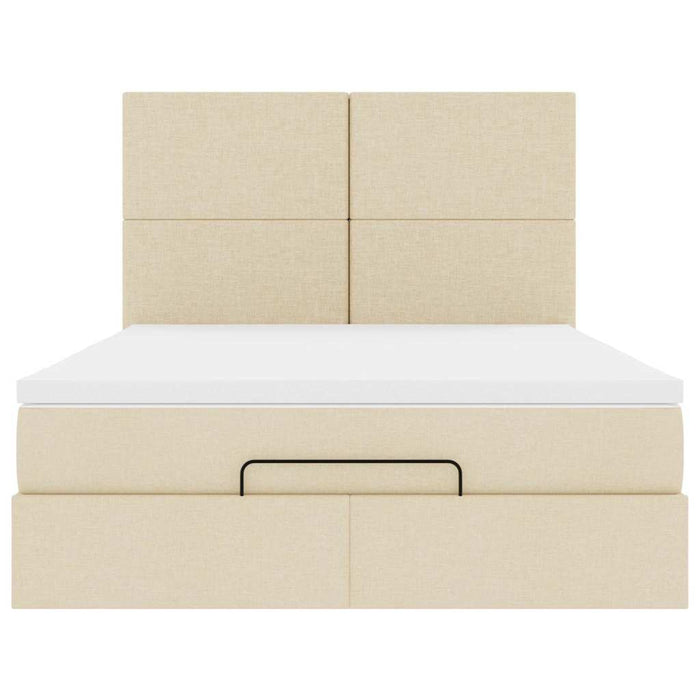 Cadru de pat otoman cu saltea crem 140x190cm stofa - WALTI WALTI