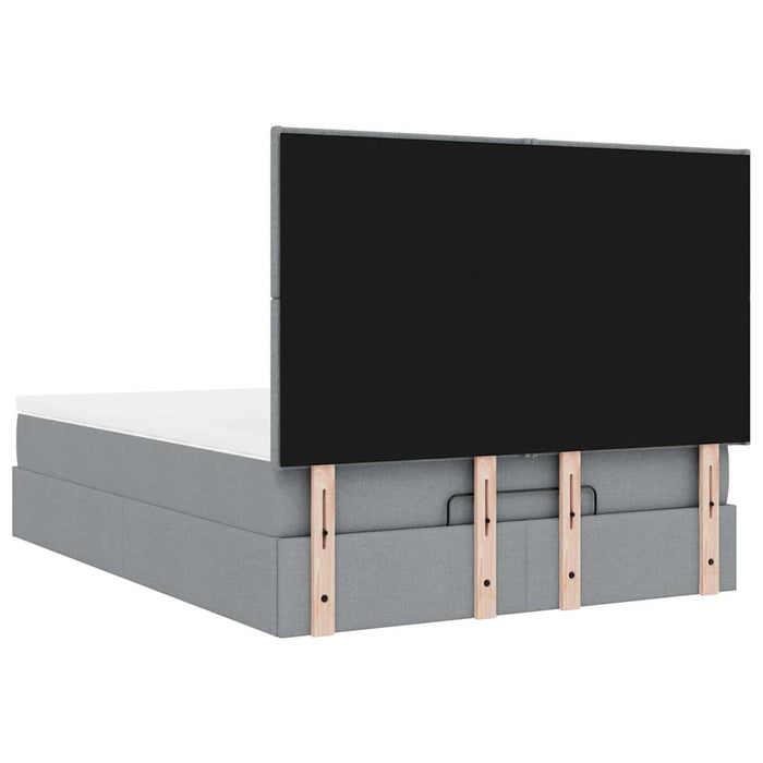 Cadru pat otoman cu saltea țesătură gri deschis 140x200cm - WALTI WALTI