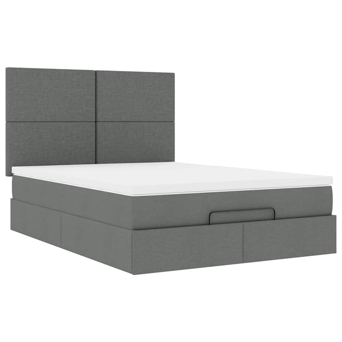 Cadru pat otoman cu saltea țesătură gri închis 140x200 cm - WALTI WALTI