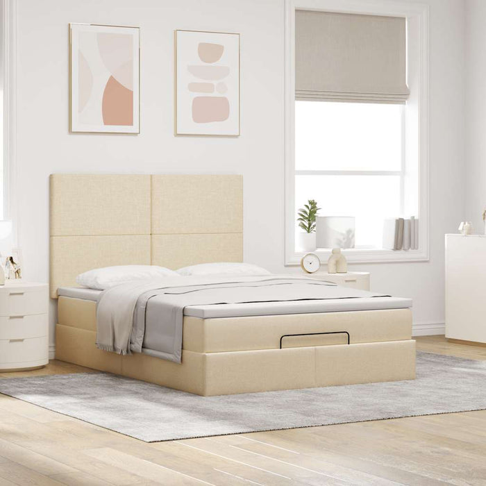 Cadru de pat otoman cu saltea crem 140x200cm stofa - WALTI WALTI