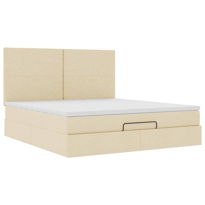 Cadru de pat otoman cu saltea crem 180x200cm stofa - WALTI WALTI
