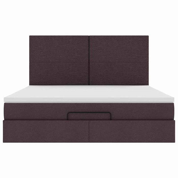 Cadru de pat otoman cu saltele țesătură maro închis 200x200cm WALTI