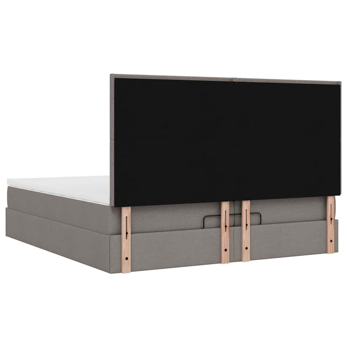 Cadru de pat otoman cu saltele Taupe 200x200cm țesătură WALTI