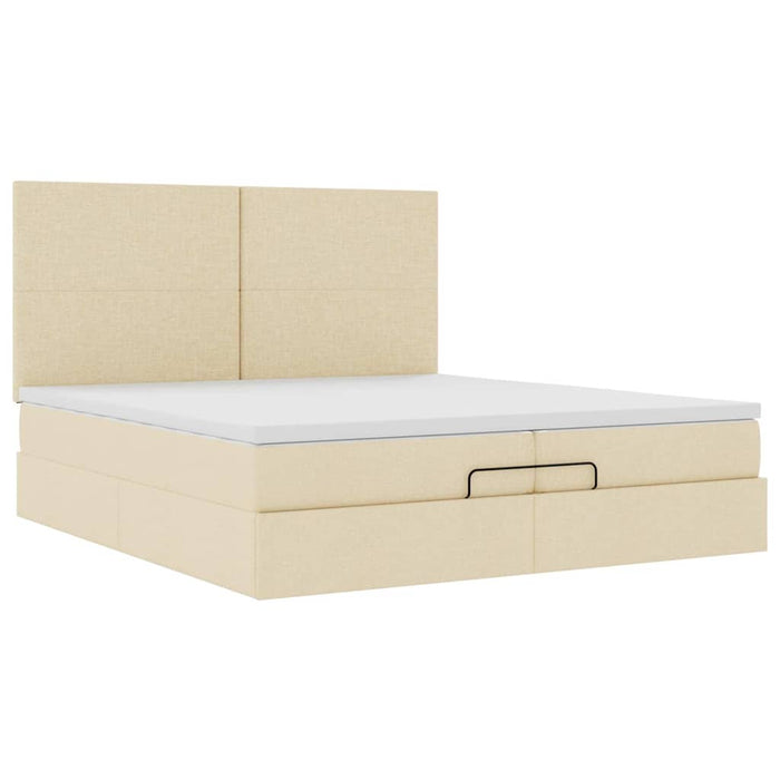 Cadru de pat otoman cu saltele crem 200x200cm stofa - WALTI WALTI