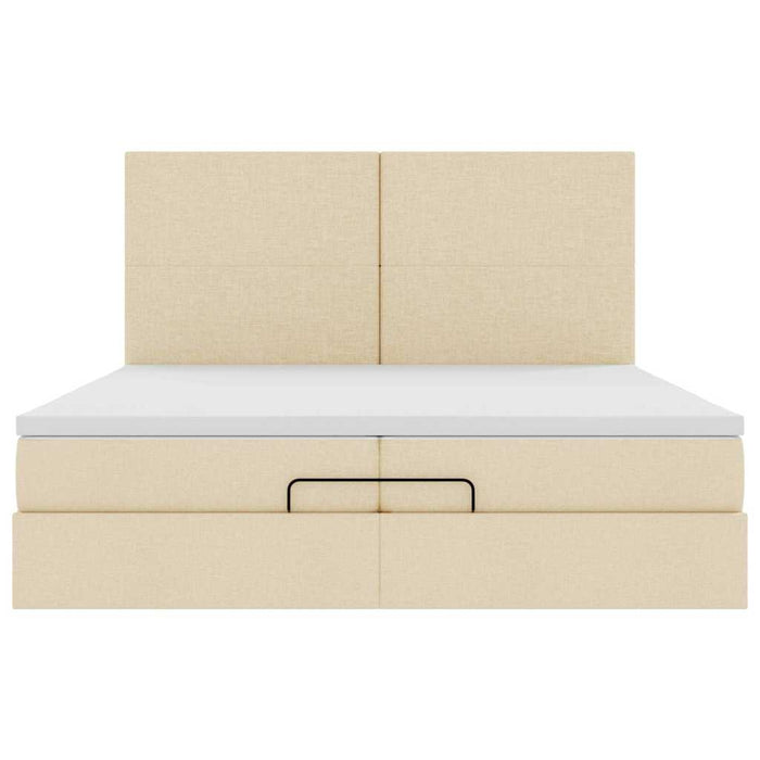 Cadru de pat otoman cu saltele crem 200x200cm stofa - WALTI WALTI