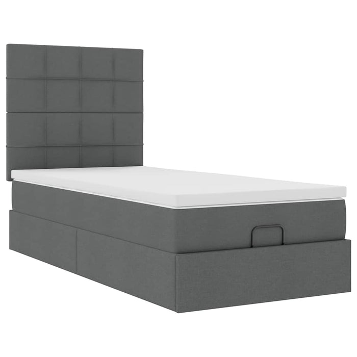 Cadru de pat otoman cu saltele Gri închis 80x200cm țesătură - WALTI WALTI