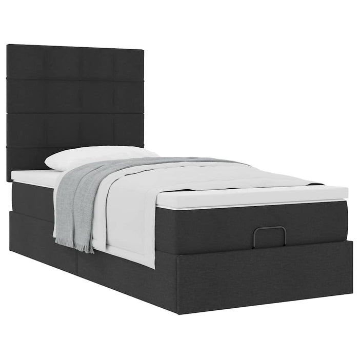 Cadru pat otoman cu saltea țesătură neagră 80x200 cm - WALTI WALTI