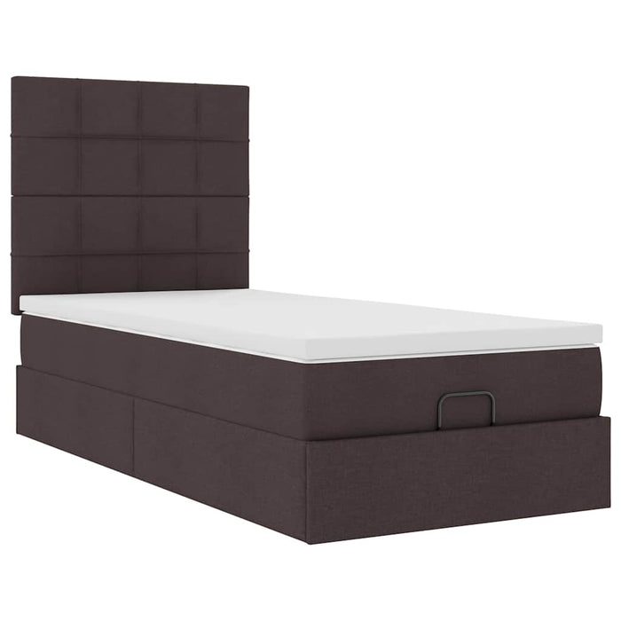 Cadru de pat otoman cu saltele țesătură maro închis 80x200cm WALTI