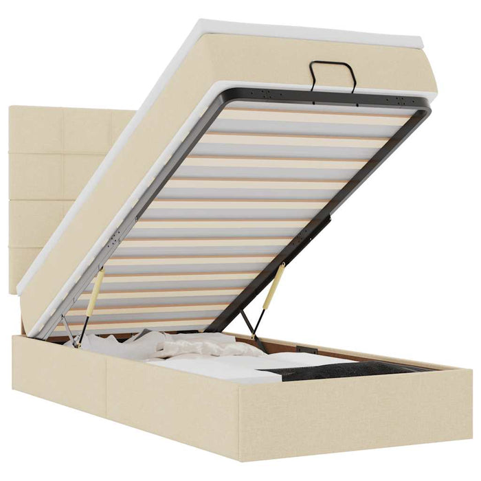 Cadru de pat otoman cu saltea crem 80x200cm stofa - WALTI WALTI