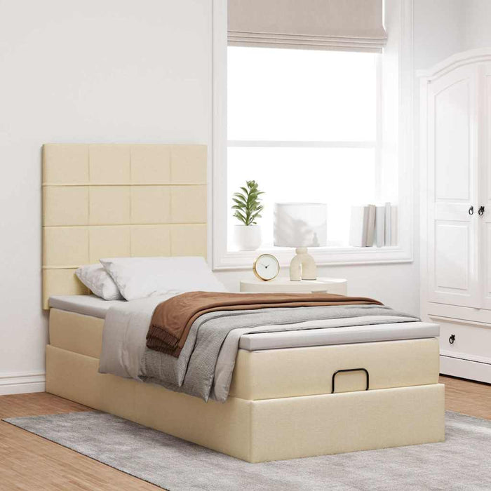 Cadru de pat otoman cu saltea crem 80x200cm stofa - WALTI WALTI