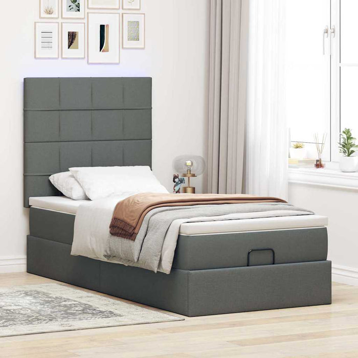 Cadru de pat otoman cu saltele Gri închis 90x190cm țesătură - WALTI WALTI