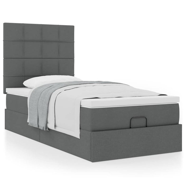 Cadru de pat otoman cu saltele Gri închis 90x190cm țesătură - WALTI WALTI