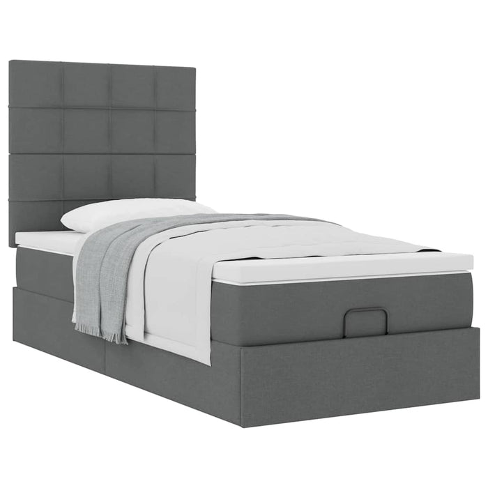 Cadru de pat otoman cu saltele Gri închis 90x190cm țesătură - WALTI WALTI