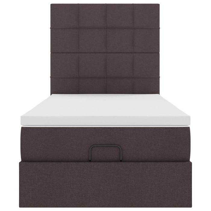 Cadru de pat otoman cu saltea țesătură maro închis 90x190cm WALTI