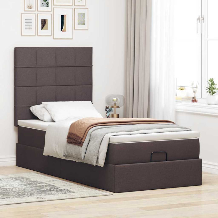 Pat otoman cu saltea țesătură maro închis 90x200 cm - WALTI WALTI