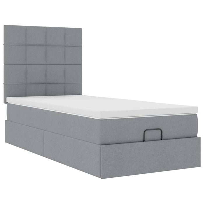 Pat otoman cu saltea țesătură gri deschis 100x200 cm - WALTI WALTI