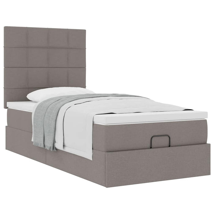 Pat otoman cu saltea Taupe 100x200 cm Stofa WALTI