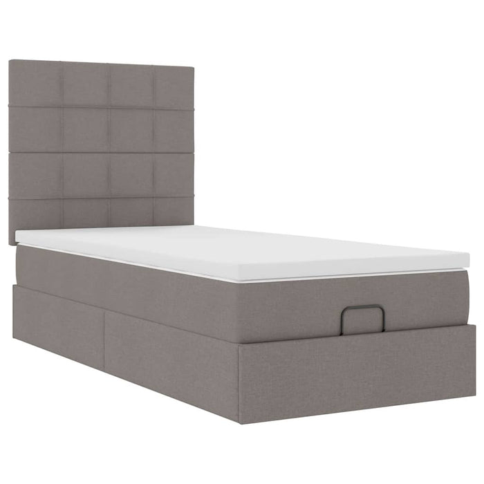 Pat otoman cu saltea Taupe 100x200 cm Stofa WALTI