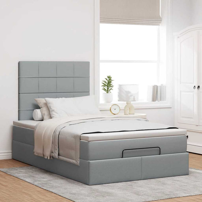 Cadru de pat otoman cu saltea țesătură gri deschis 120x200cm - WALTI WALTI