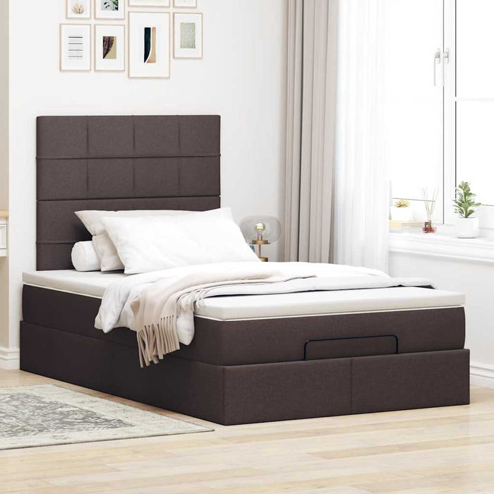 Cadru de pat otoman cu saltea țesătură maro închis 120x200 cm - WALTI WALTI