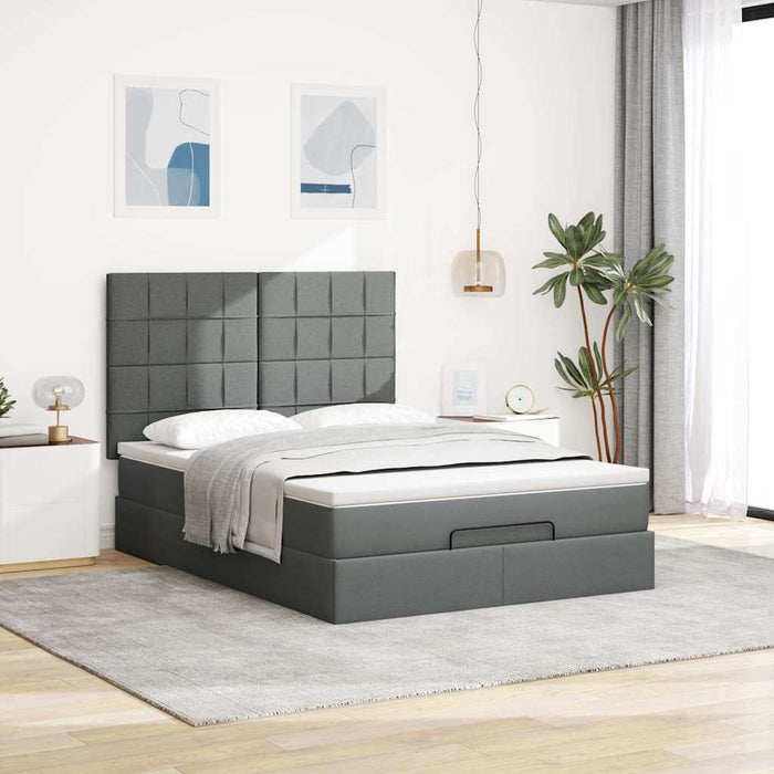 Cadru pat otoman cu saltea țesătură gri închis 140x190cm - WALTI WALTI