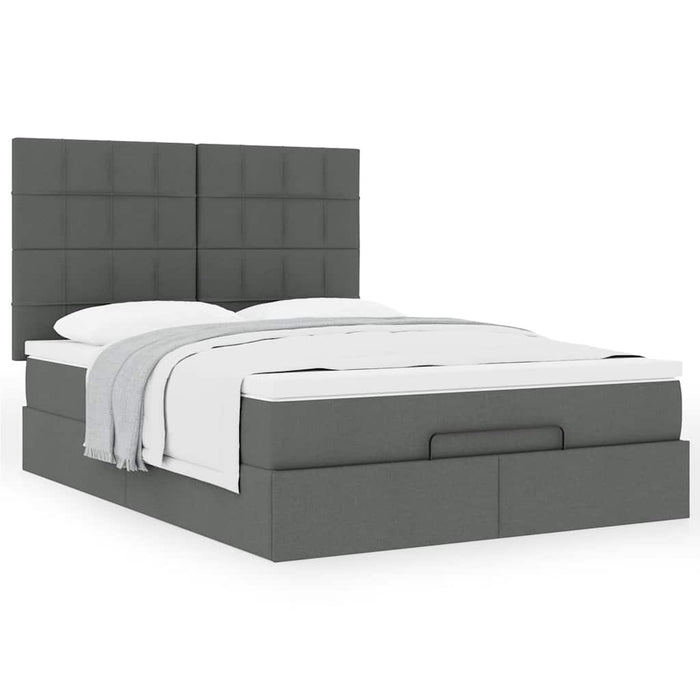 Cadru pat otoman cu saltea țesătură gri închis 140x190cm - WALTI WALTI