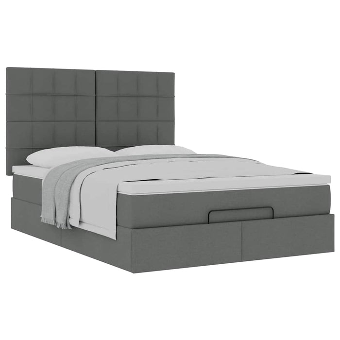 Cadru pat otoman cu saltea țesătură gri închis 140x190cm - WALTI WALTI