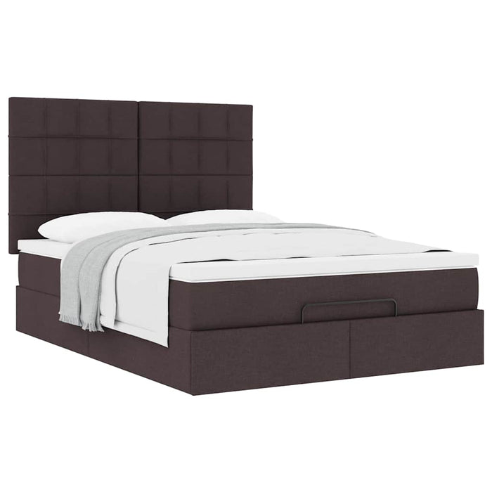 Cadru de pat otoman cu saltea țesătură maro închis 140x190cm - WALTI WALTI