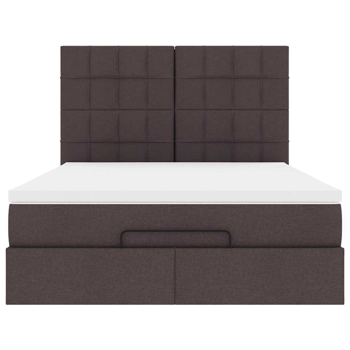 Cadru de pat otoman cu saltea țesătură maro închis 140x190cm - WALTI WALTI