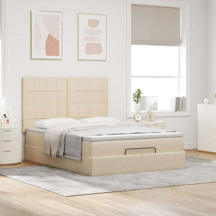 Cadru de pat otoman cu saltea crem 140x190cm stofa - WALTI WALTI