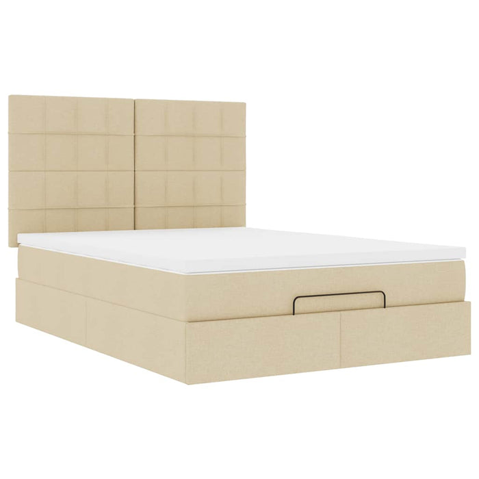 Cadru de pat otoman cu saltea crem 140x190cm stofa - WALTI WALTI