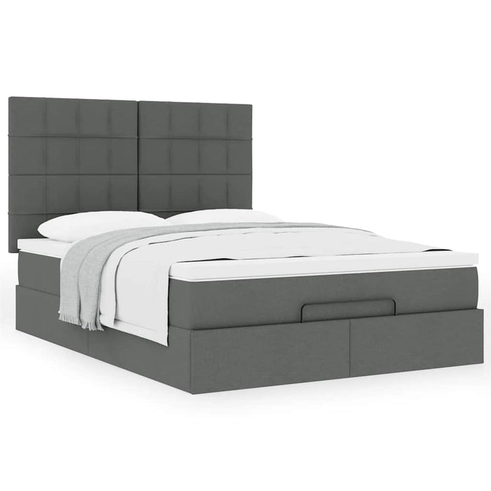 Cadru pat otoman cu saltea țesătură gri închis 140x200 cm - WALTI WALTI