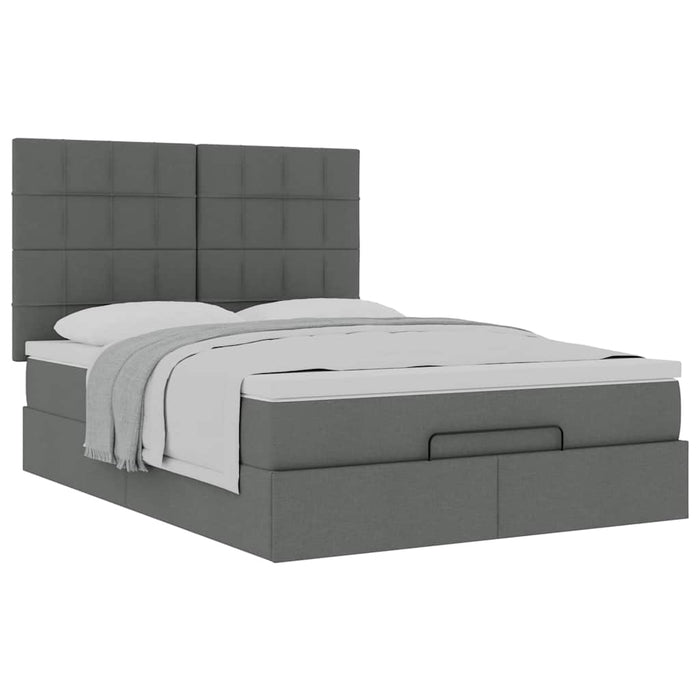 Cadru pat otoman cu saltea țesătură gri închis 140x200 cm - WALTI WALTI