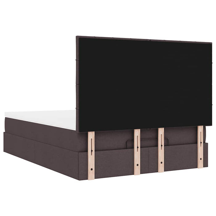 Cadru de pat otoman cu saltea țesătură maro închis 140x200 cm WALTI