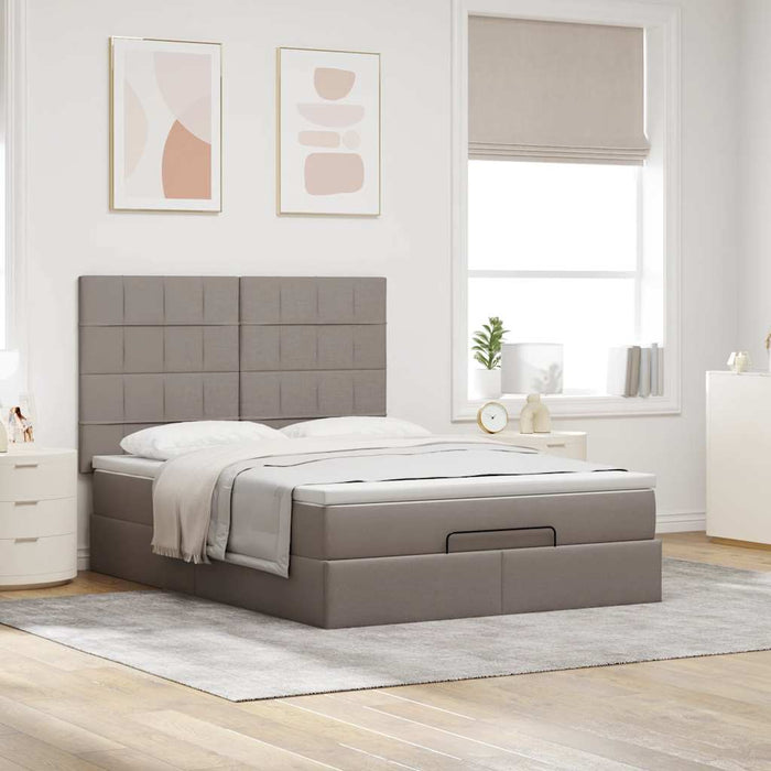 Cadru de pat otoman cu saltea Taupe 140x200cm Material WALTI