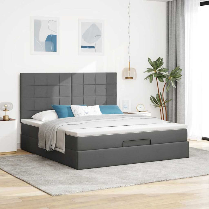 Cadru pat otoman cu saltea țesătură gri închis 160x200 cm - WALTI WALTI