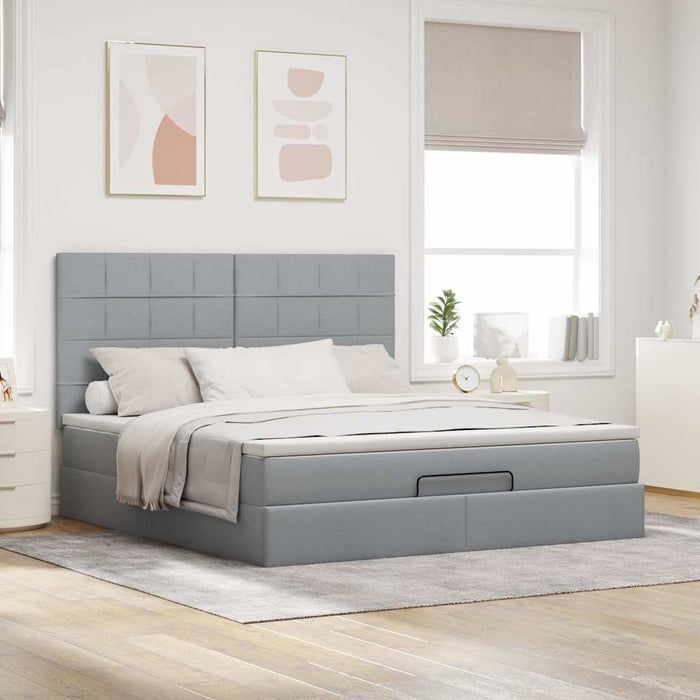 Cadru pat otoman cu saltea țesătură gri deschis 180x200cm - WALTI WALTI